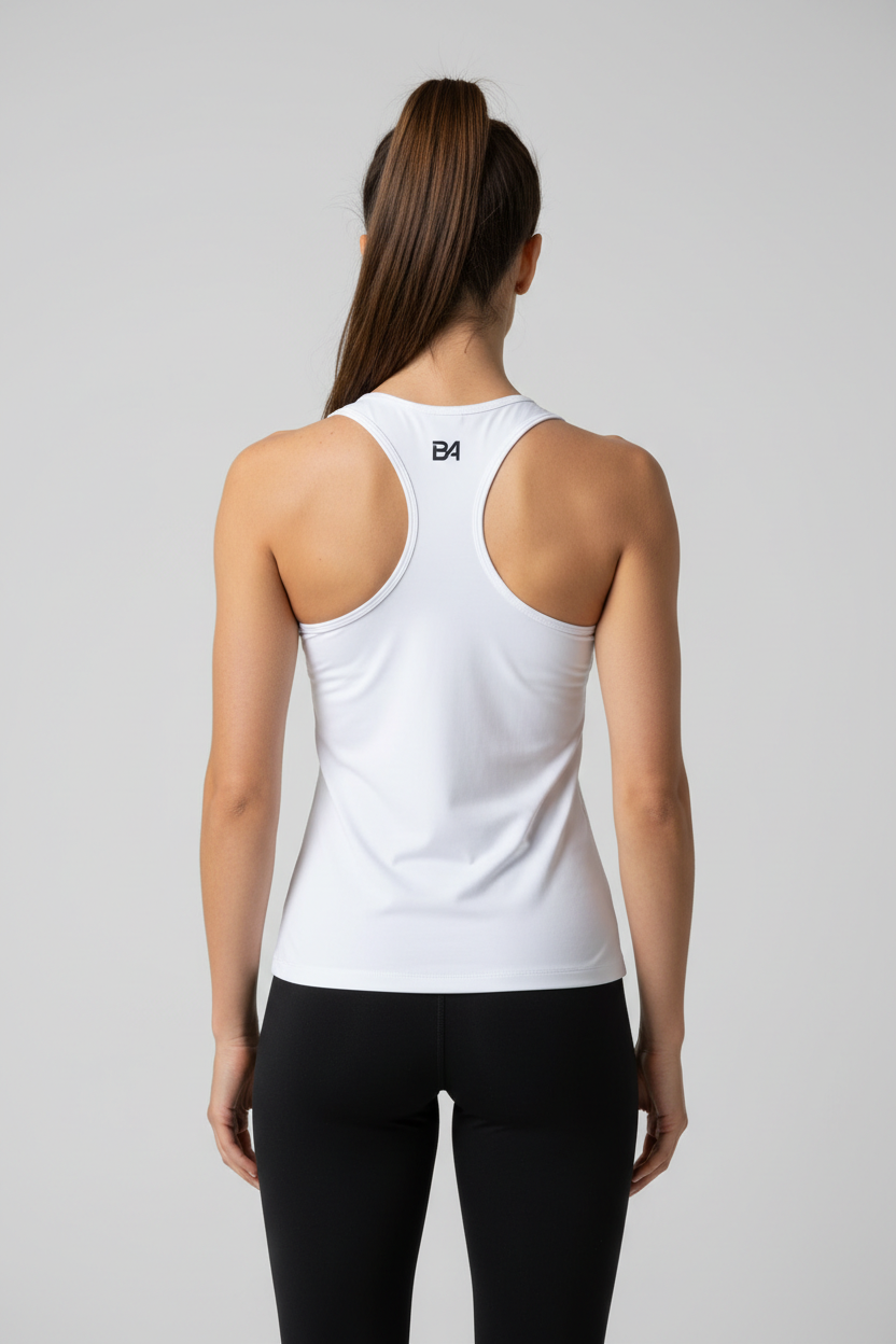 White Racerback Tank Back