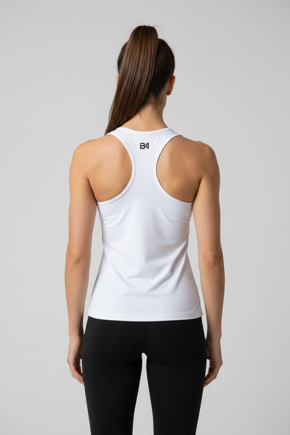 White Racerback Tank Back